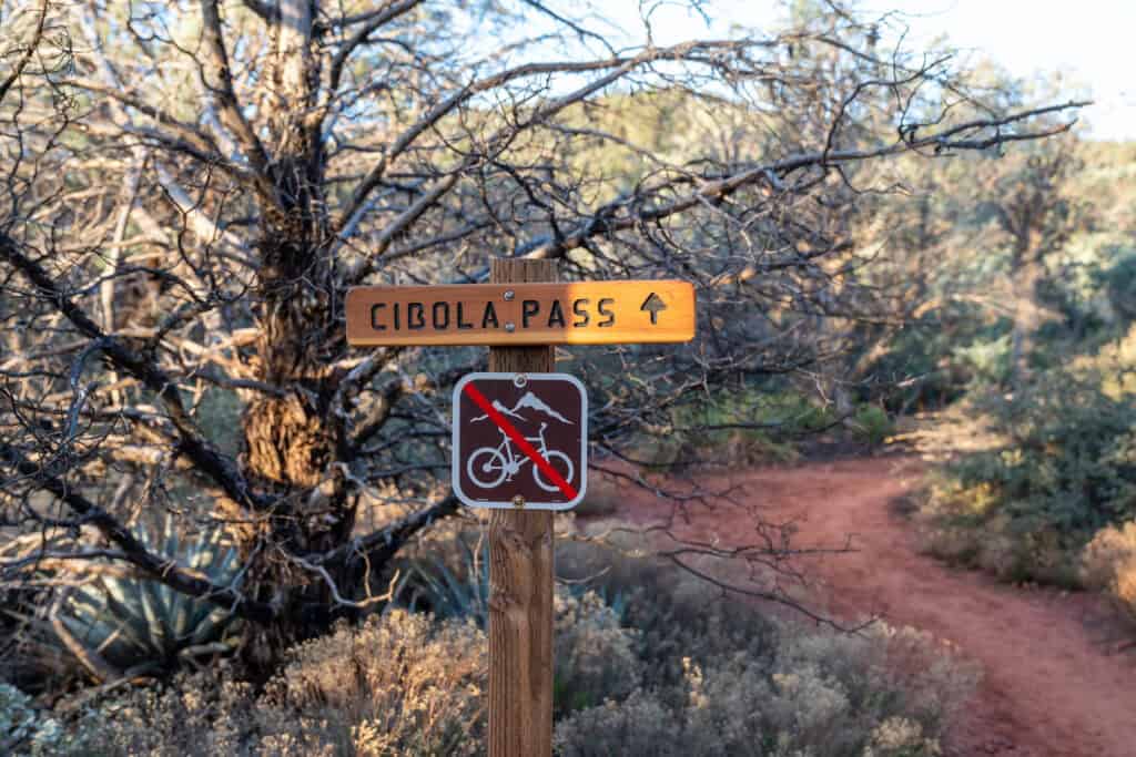 Sign for Cibola Pass Sedona Arizona